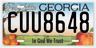 GA license plate CUU8648