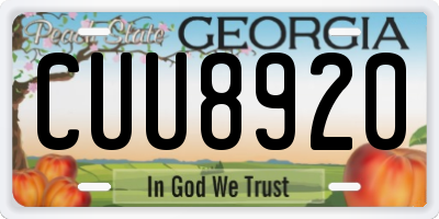 GA license plate CUU8920