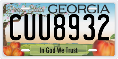 GA license plate CUU8932