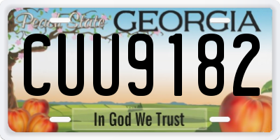 GA license plate CUU9182