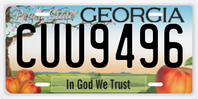 GA license plate CUU9496