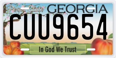 GA license plate CUU9654