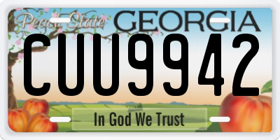 GA license plate CUU9942