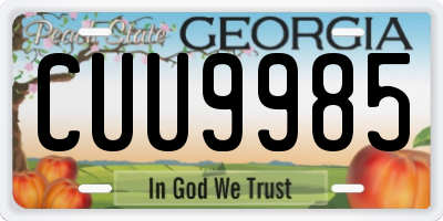 GA license plate CUU9985