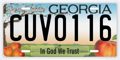 GA license plate CUV0116