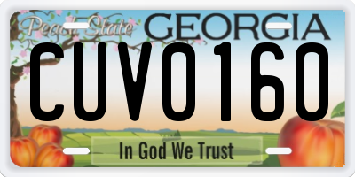 GA license plate CUV0160