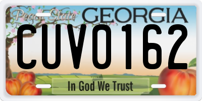 GA license plate CUV0162