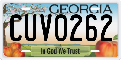 GA license plate CUV0262