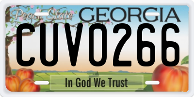 GA license plate CUV0266