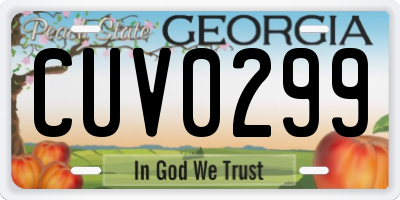 GA license plate CUV0299