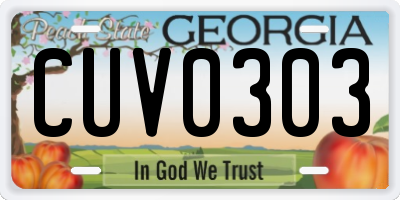 GA license plate CUV0303