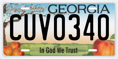 GA license plate CUV0340