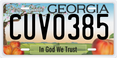 GA license plate CUV0385