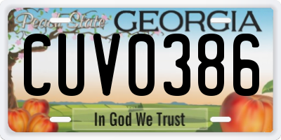 GA license plate CUV0386