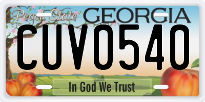 GA license plate CUV0540