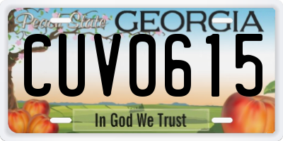 GA license plate CUV0615