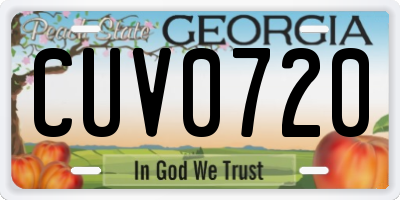GA license plate CUV0720