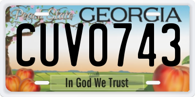 GA license plate CUV0743