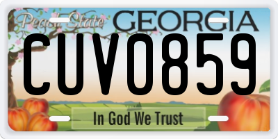 GA license plate CUV0859