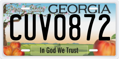 GA license plate CUV0872