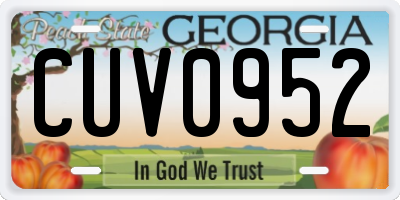 GA license plate CUV0952