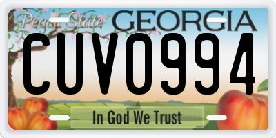 GA license plate CUV0994
