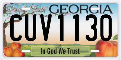 GA license plate CUV1130