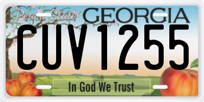 GA license plate CUV1255