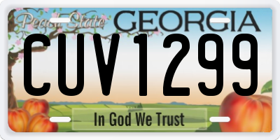GA license plate CUV1299