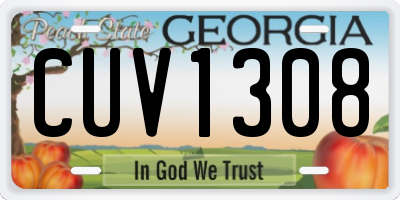 GA license plate CUV1308