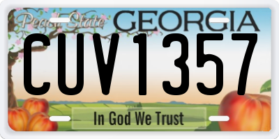 GA license plate CUV1357