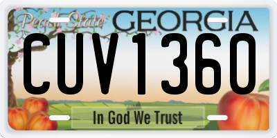 GA license plate CUV1360