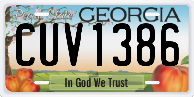 GA license plate CUV1386