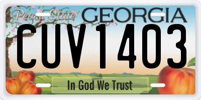 GA license plate CUV1403