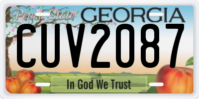 GA license plate CUV2087