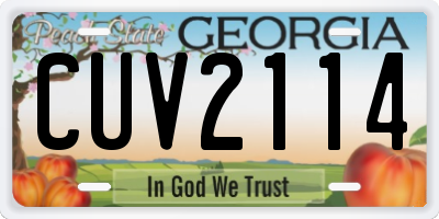 GA license plate CUV2114