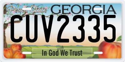 GA license plate CUV2335