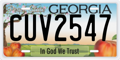 GA license plate CUV2547