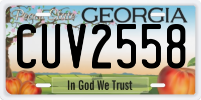 GA license plate CUV2558