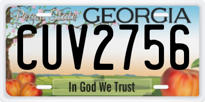 GA license plate CUV2756