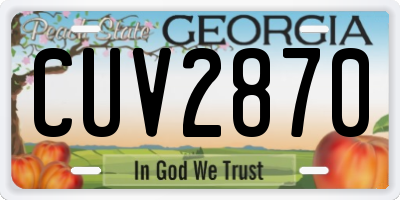 GA license plate CUV2870