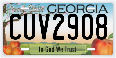 GA license plate CUV2908