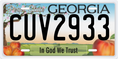 GA license plate CUV2933