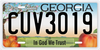 GA license plate CUV3019