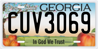 GA license plate CUV3069