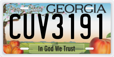 GA license plate CUV3191