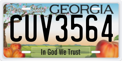 GA license plate CUV3564