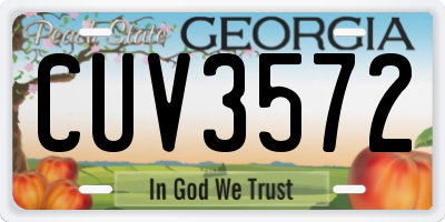 GA license plate CUV3572