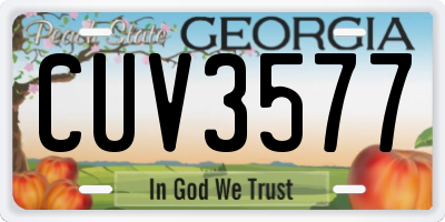 GA license plate CUV3577