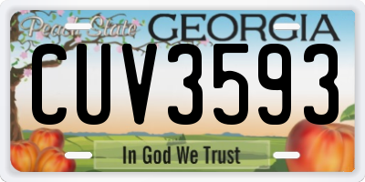 GA license plate CUV3593